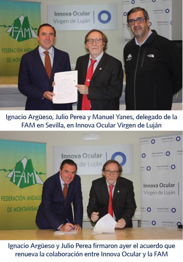 2016 03 02 Ignacio Argüeso y Julio Perea firmaron ayer el acuerdo que renueva la colaboración entre Innova Ocular y la FAM